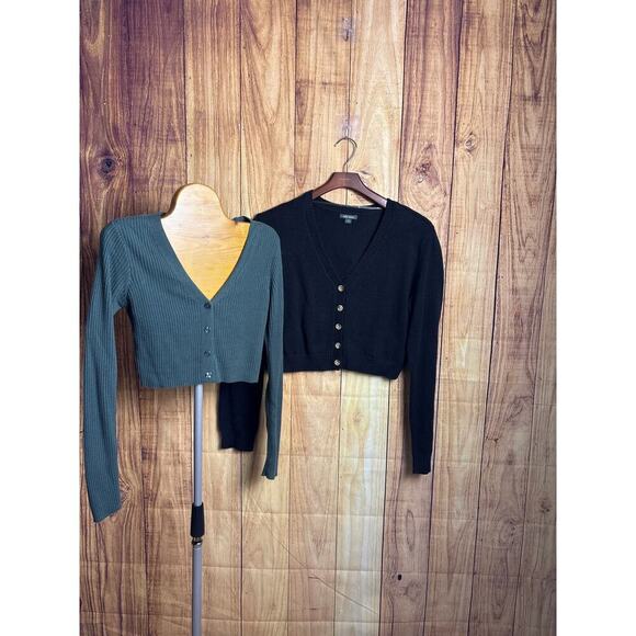 Wild Fable Bundle of Cropped, Cardigan Sweaters Deep Green Black Size S - Picture 1 of 5
